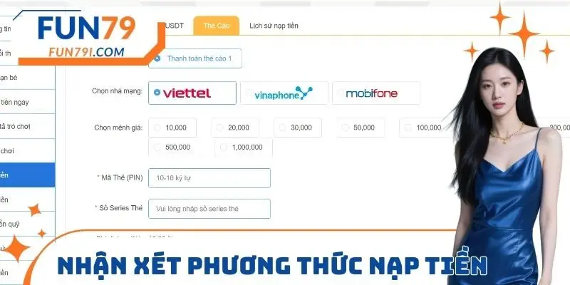 Nhận xét phương thức nạp tiền FUN79
